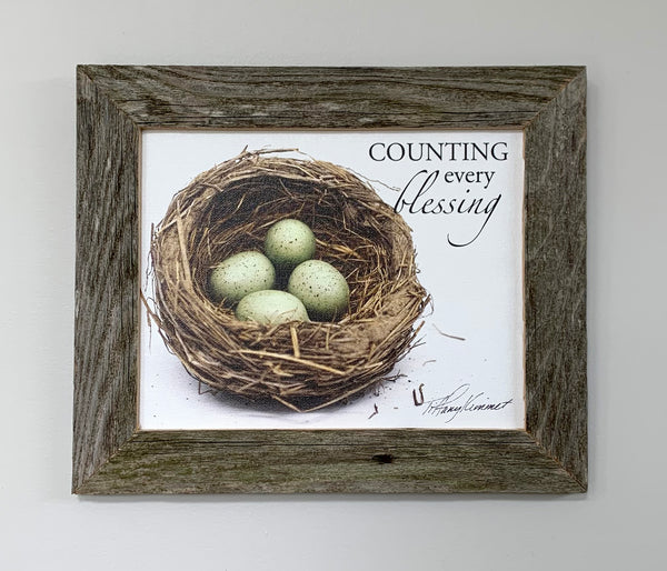 Nest - Canvas Framed in Barn Wood