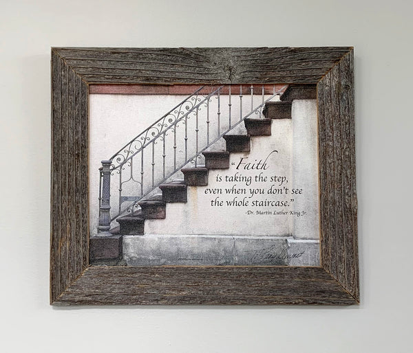 Faith Stairway - Canvas Framed in Barn Wood
