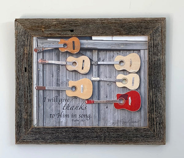 Praise Guitars - Canvas Framed in Barn Wood
