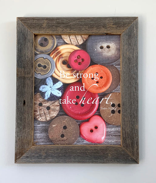 Buttons - Canvas Framed in Barn Wood