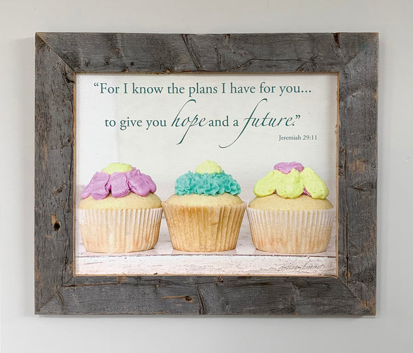Cupcakes - Canvas Framed in Barn Wood