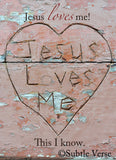 Jesus Loves Me - Canvas Framed in Barn Wood