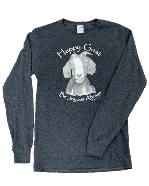 The Happy Goat Tee - Black Heather Long Sleeve